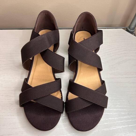 Cloudwalkers By Avenue Barbara Sandals Womens 8 W Deep Purple Strappy Slip Ons - Picture 3 of 8